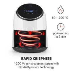AirVital Friggitrice Ad Aria -Elettrodomestici Negozio 10032331 yy 0004 logo Klarstein AirVital Heissluftfritteuse 1300W weiss reedit