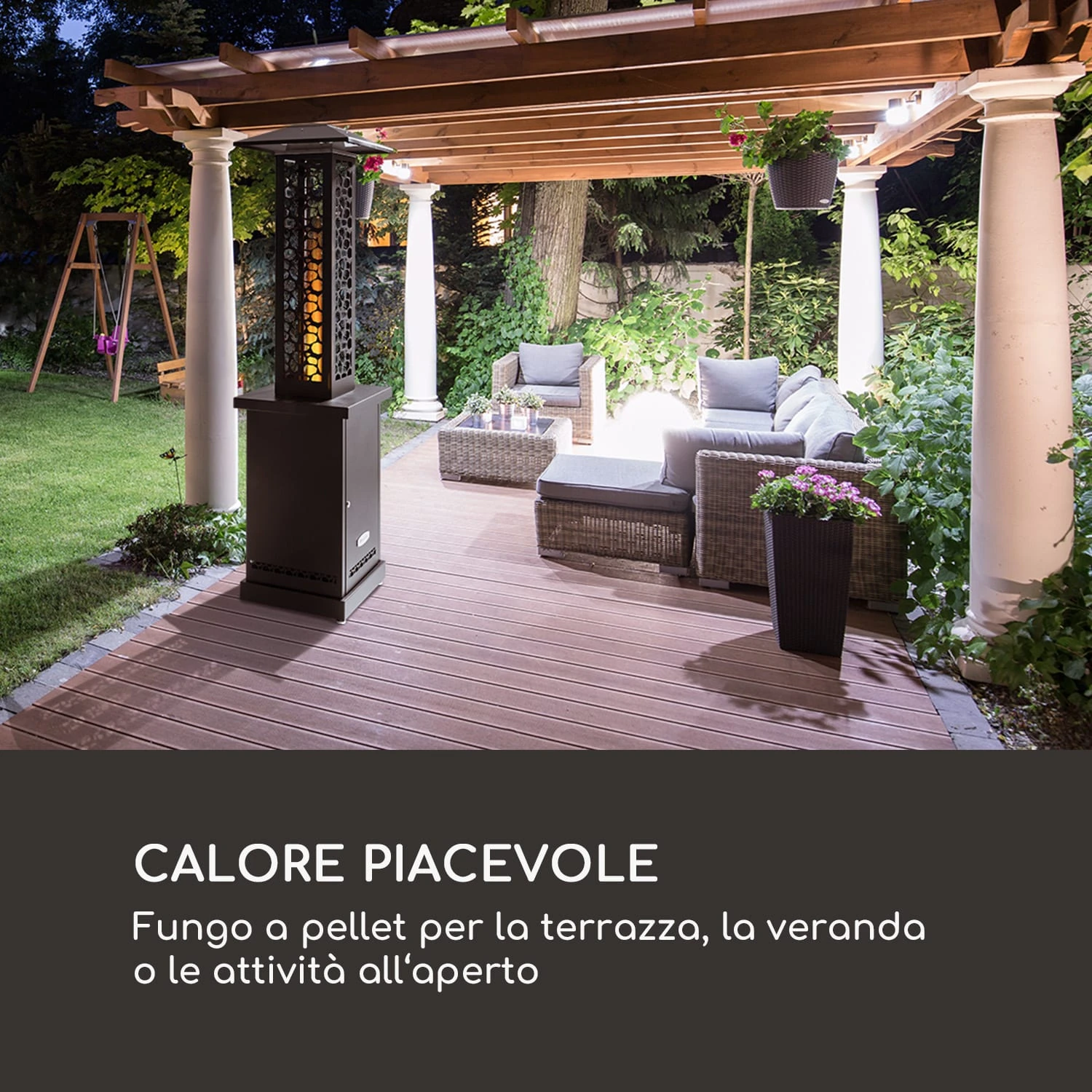 Heat Hunter, Stufa A Pellet Per Terrazzo, 12,2 KW, Portatile, Acciaio Inox, Nero 4 Heat Hunter, Stufa A Pellet Per Terrazzo, 12,2 KW, Portatile, Acciaio Inox, Nero - immagine 2