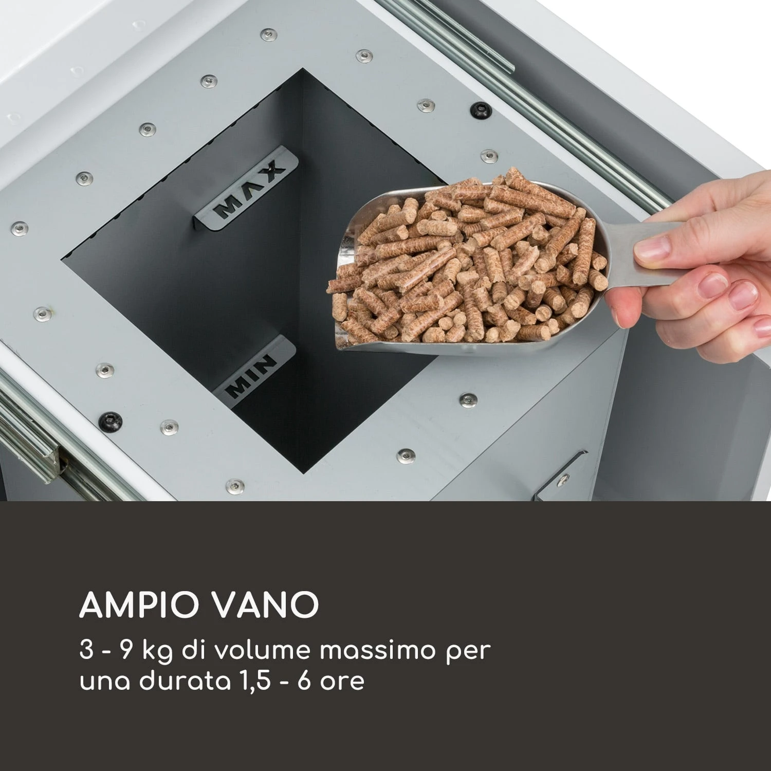 Heat Hunter, Stufa A Pellet Per Terrazzo, 12,2 KW, Portatile, Acciaio Inox, Bianco 9 Heat Hunter, Stufa A Pellet Per Terrazzo, 12,2 KW, Portatile, Acciaio Inox, Bianco - immagine 7