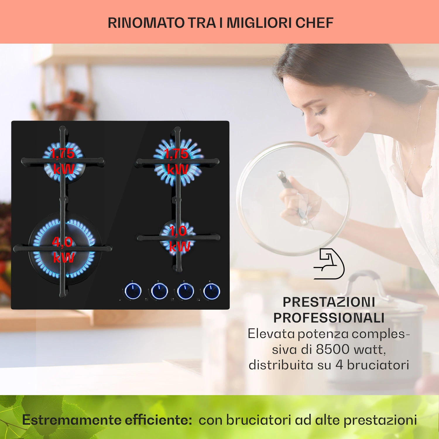 Illuminosa 4 Piano Cottura A Gas 5 Illuminosa 4 Piano Cottura A Gas - immagine 3