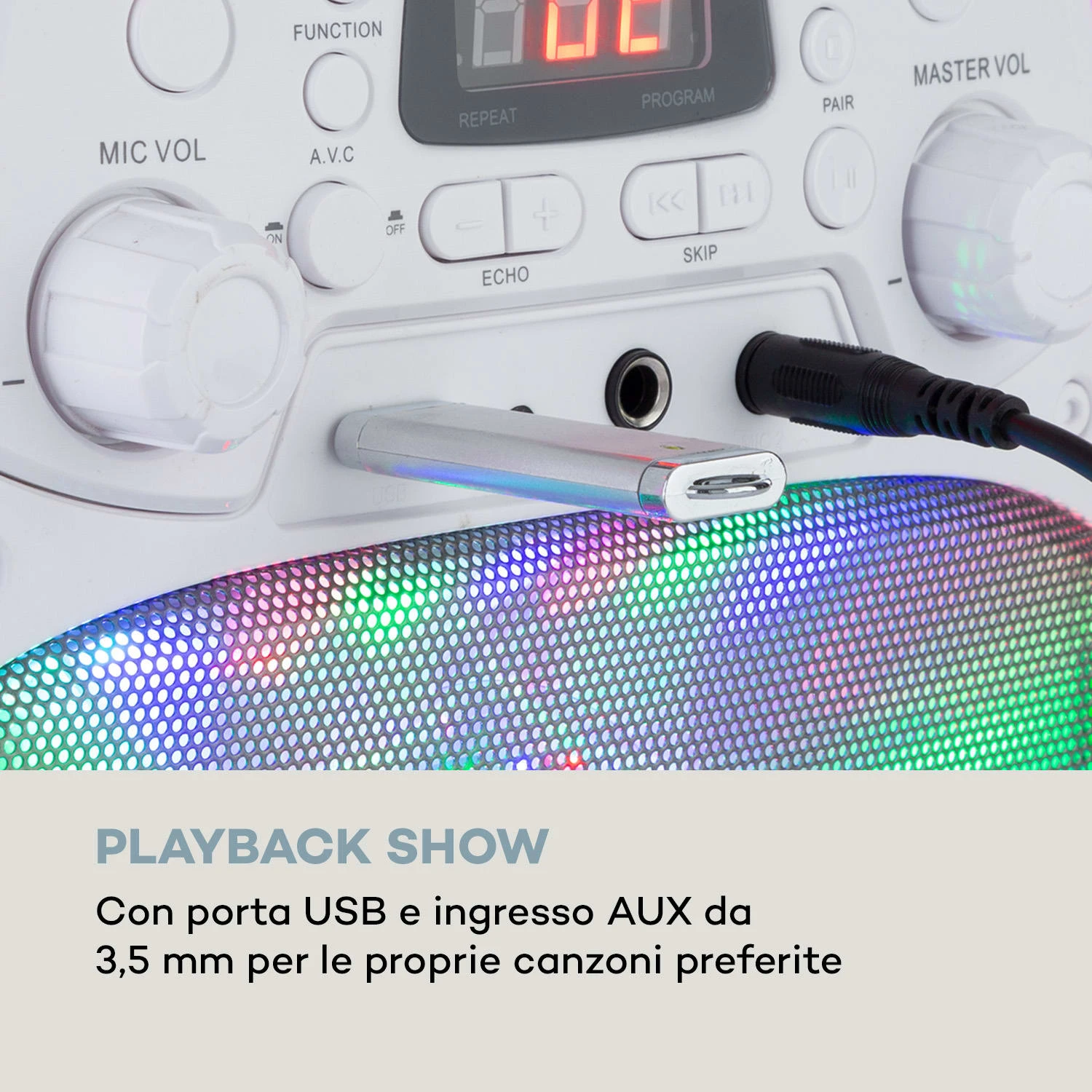 StarMaker Plus, Impianto Karaoke, Bluetooth, USB, CD, Effetti Luce LED, RCA 9 StarMaker Plus, Impianto Karaoke, Bluetooth, USB, CD, Effetti Luce LED, RCA - immagine 7