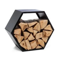 Firebowl Hexawood Black, Legnaia, Esagonale, 50,2x58x32cm