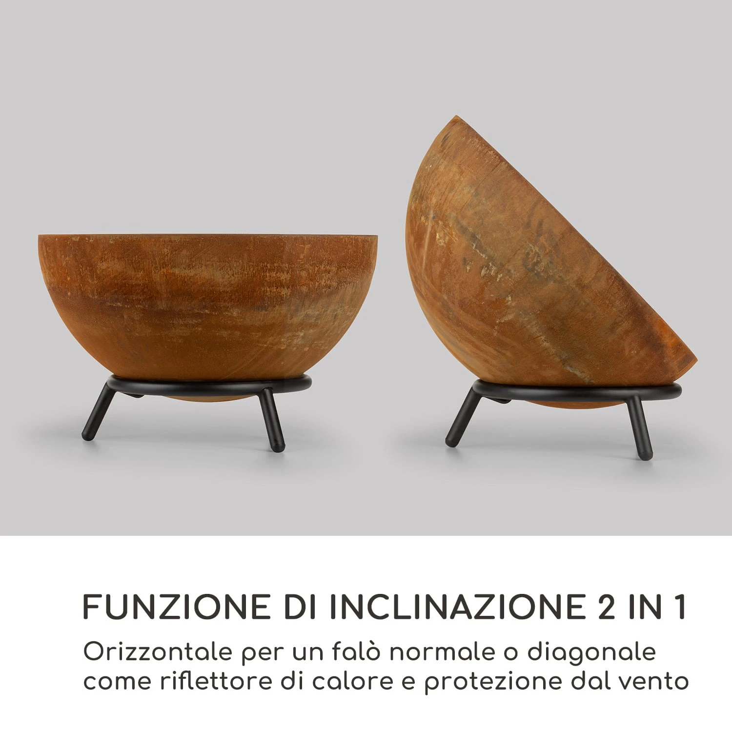 Fireball Rust Braciere Inclinabile Finitura Effetto Ruggine Ø 60 Cm 5 Fireball Rust Braciere Inclinabile Finitura Effetto Ruggine Ø 60 Cm - immagine 3