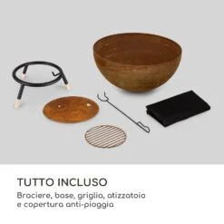Fireball Rust Braciere Inclinabile Finitura Effetto Ruggine/legno Ø 60 Cm -Elettrodomestici Negozio 10035771 it 0008 logo