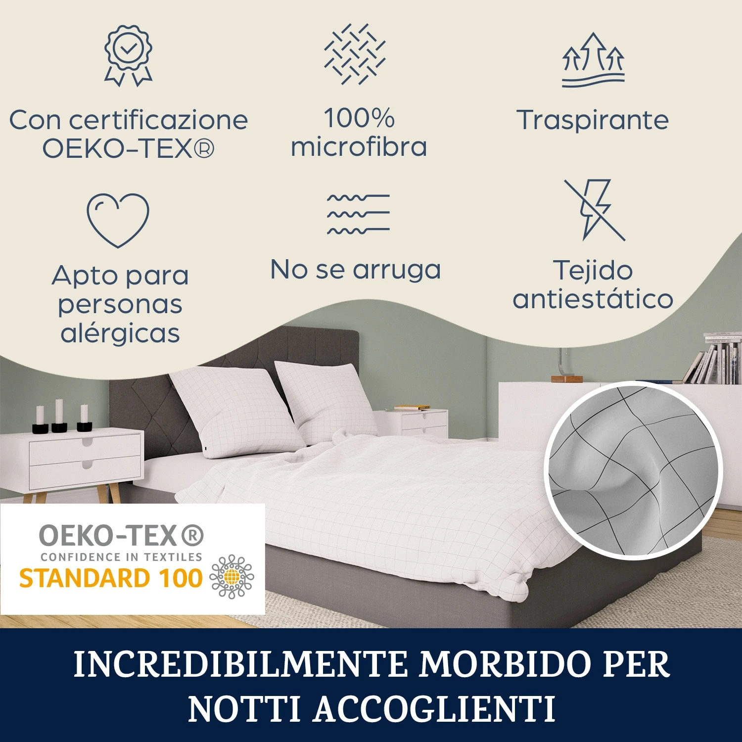 Soft Wonder-Edition, Biancheria Da Letto, 135x200 Cm, Bianco/grigio A Quadretti 4 Soft Wonder-Edition, Biancheria Da Letto, 135x200 Cm, Bianco/grigio A Quadretti - immagine 2