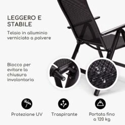 London, Sedia Da Giardino, Textilene, Alluminio, 6 Posizioni, Pieghevole -Elettrodomestici Negozio 10037396 it 0004 logo