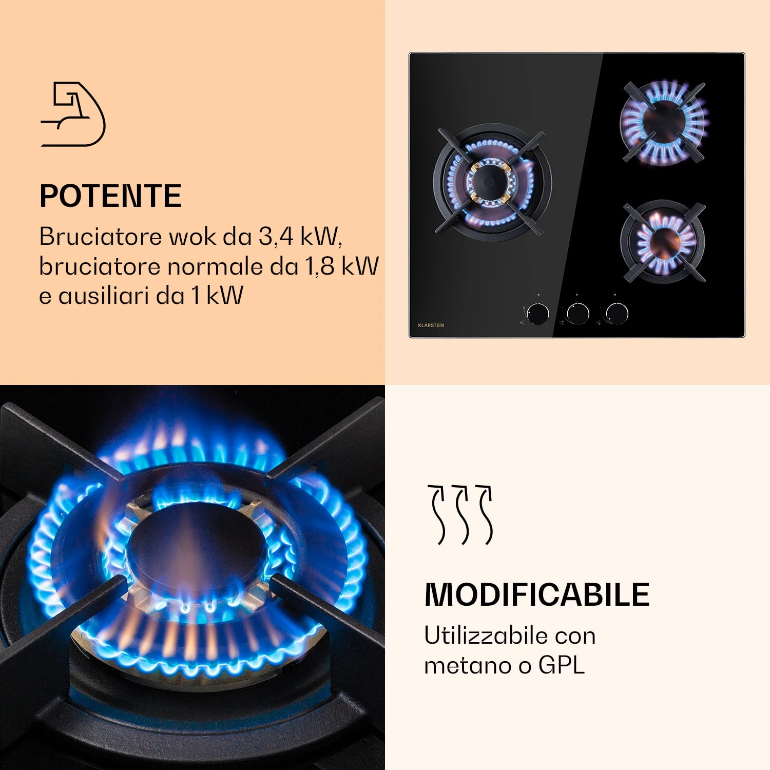 Goldflame 3 Piano Cottura A Gas 6 Goldflame 3 Piano Cottura A Gas - immagine 4