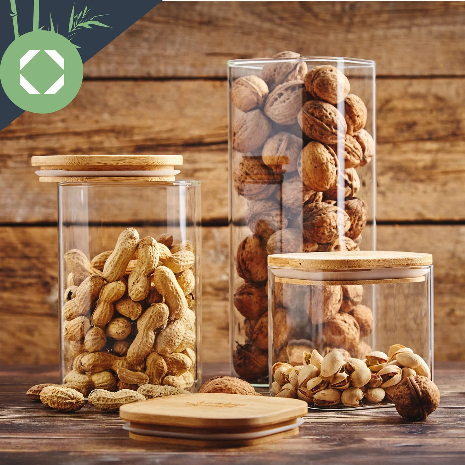 Barattolo Squadrato Con Coperchio Di Bambù 6 Barattolo Squadrato Con Coperchio Di Bambù - immagine 4