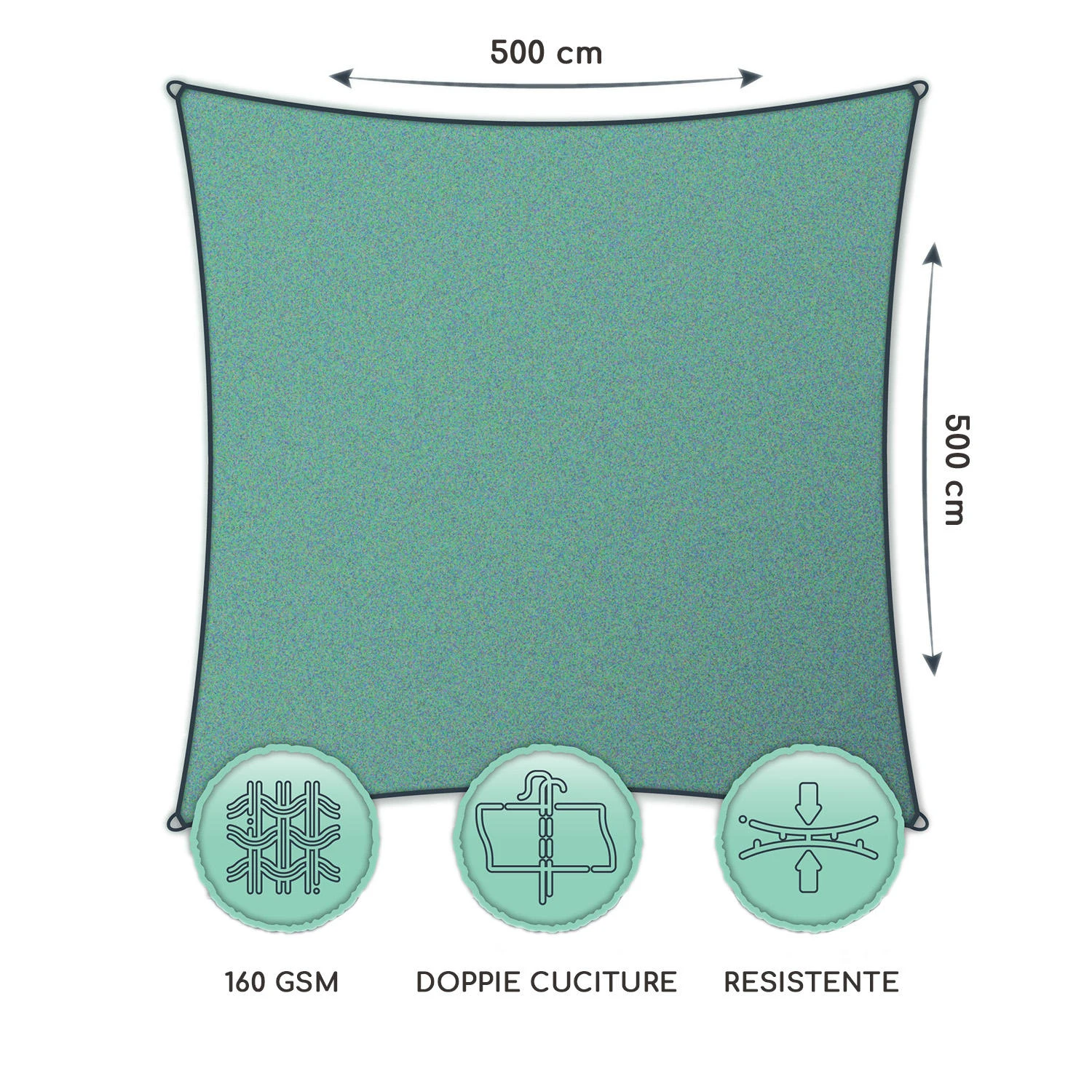 Vela Parasole Quadrata 5 X 5 M 8 Vela Parasole Quadrata 5 X 5 M - immagine 6