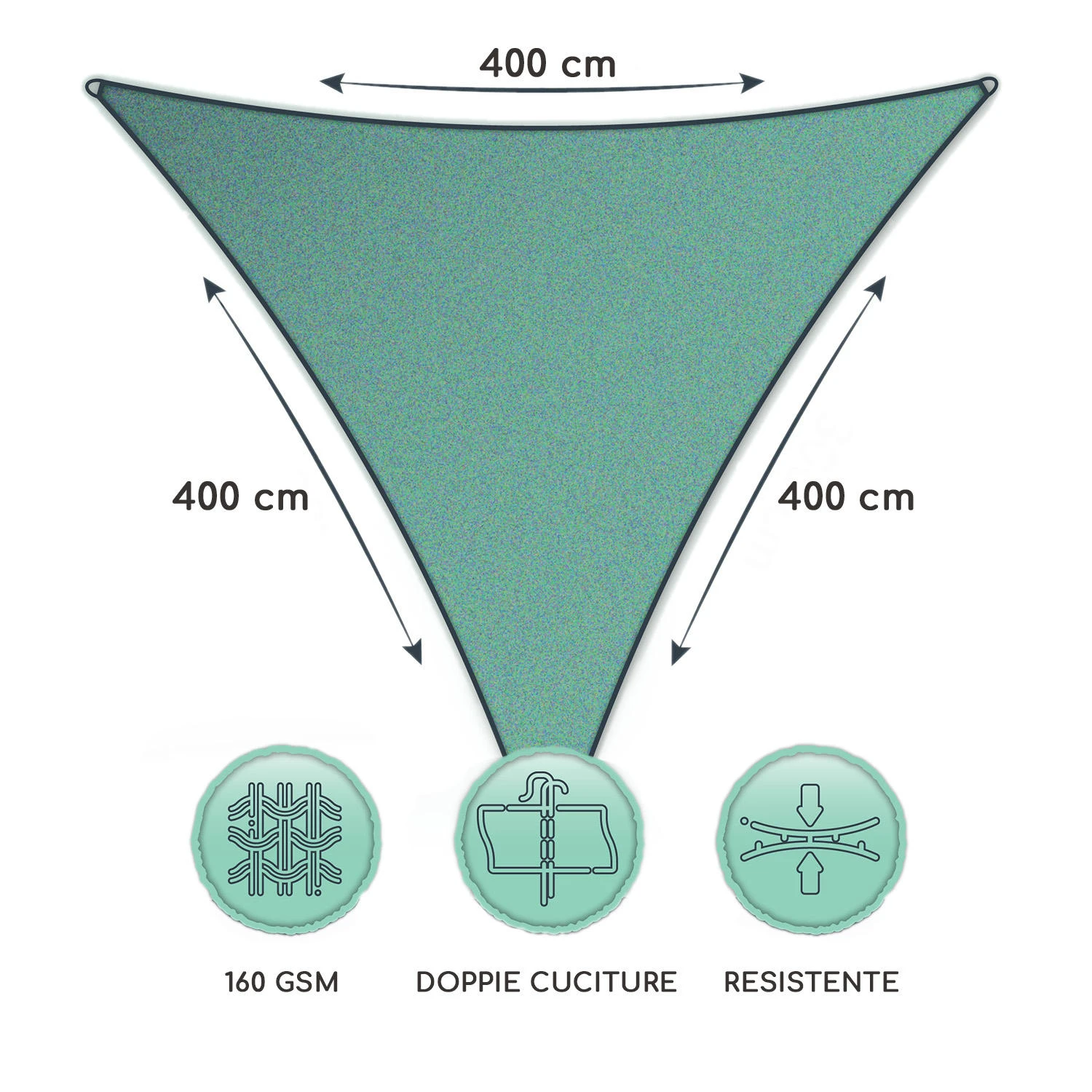 Vela Parasole Triangolare 4 X 4 X 4 M 8 Vela Parasole Triangolare 4 X 4 X 4 M - immagine 6