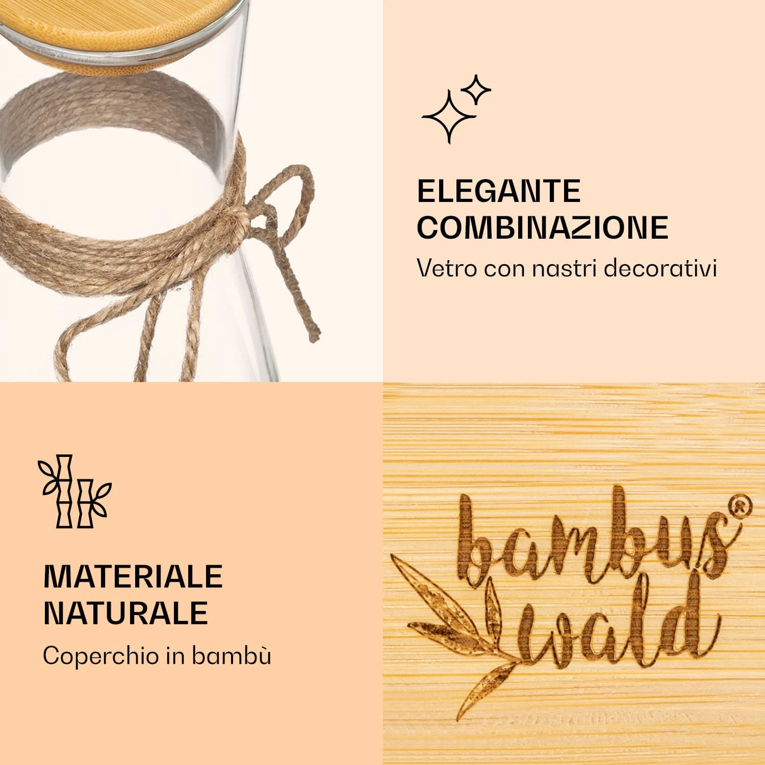 Caraffa In Vetro Con Coperchio Di Bambù 6 Caraffa In Vetro Con Coperchio Di Bambù - immagine 4