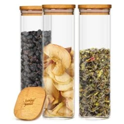 Barattolo Squadrato Con Coperchio Di Bambù