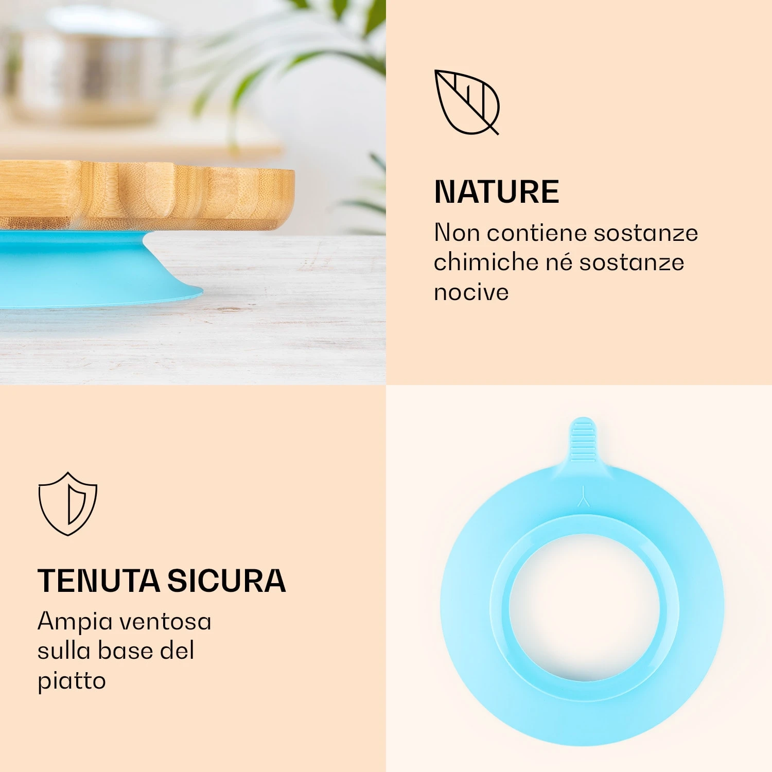 Stoviglie Per Bambini Piatto Di Bambù 5 Stoviglie Per Bambini Piatto Di Bambù - immagine 3