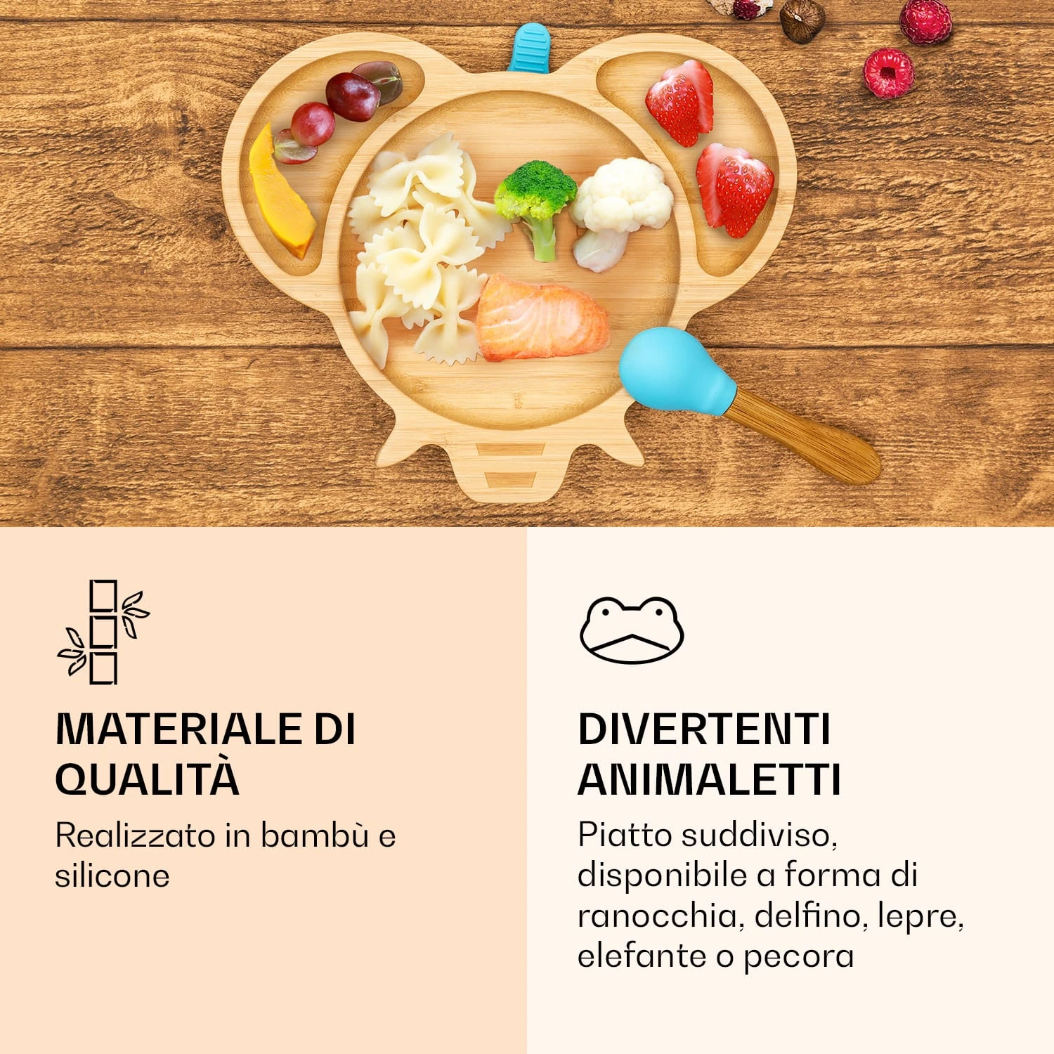 Stoviglie Per Bambini Piatto Di Bambù 6 Stoviglie Per Bambini Piatto Di Bambù - immagine 4