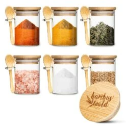 Vasetti Per Spezie Con Cucchiaio In Bambù