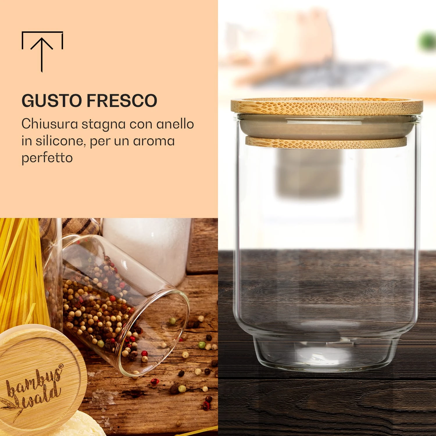 Barattoli Di Spezie Coperchi Di Bambù 4 Barattoli Di Spezie Coperchi Di Bambù - immagine 2