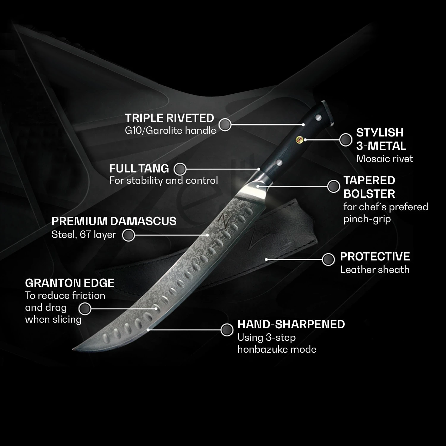 Alpha-Royal Japanese Serie - Coltello Da Macellaio Da 10" 4 Alpha-Royal Japanese Serie - Coltello Da Macellaio Da 10" - immagine 2