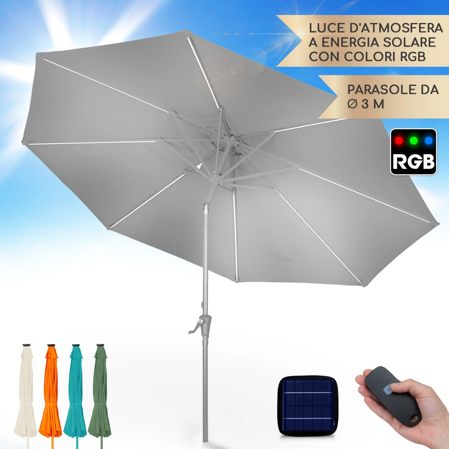 Ombrellone Blumfeldt Calais Con Luce Al LED 3 Ombrellone Blumfeldt Calais Con Luce Al LED