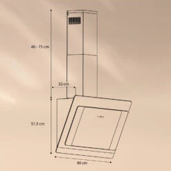 Aurora 90 Smart Cappa Aspirante -Elettrodomestici Negozio 10040237 yy 0007 dimensions