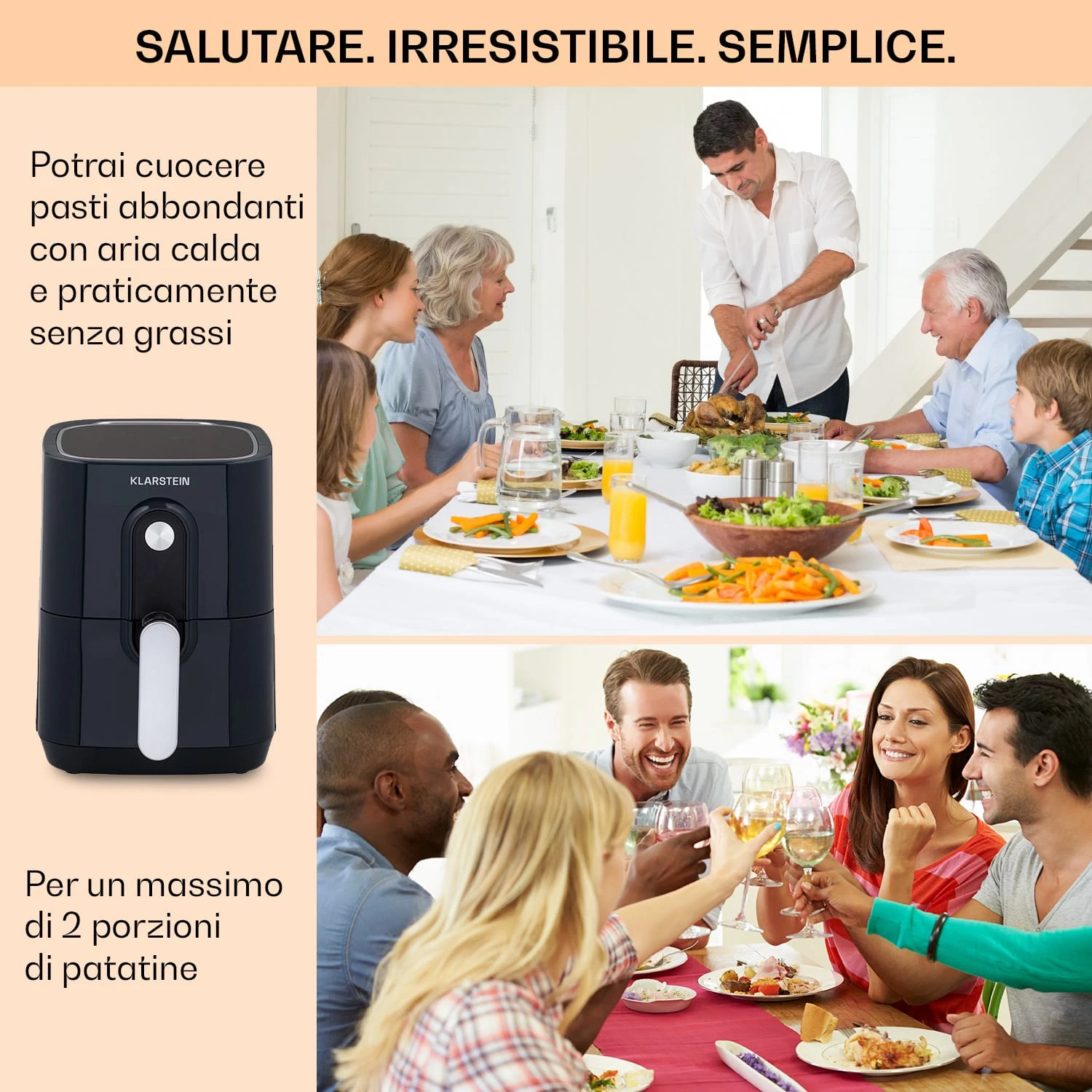 Crisp-Pro Friggitrice Ad Aria Calda Air Fryer 1400W 7 Crisp-Pro Friggitrice Ad Aria Calda Air Fryer 1400W - immagine 5