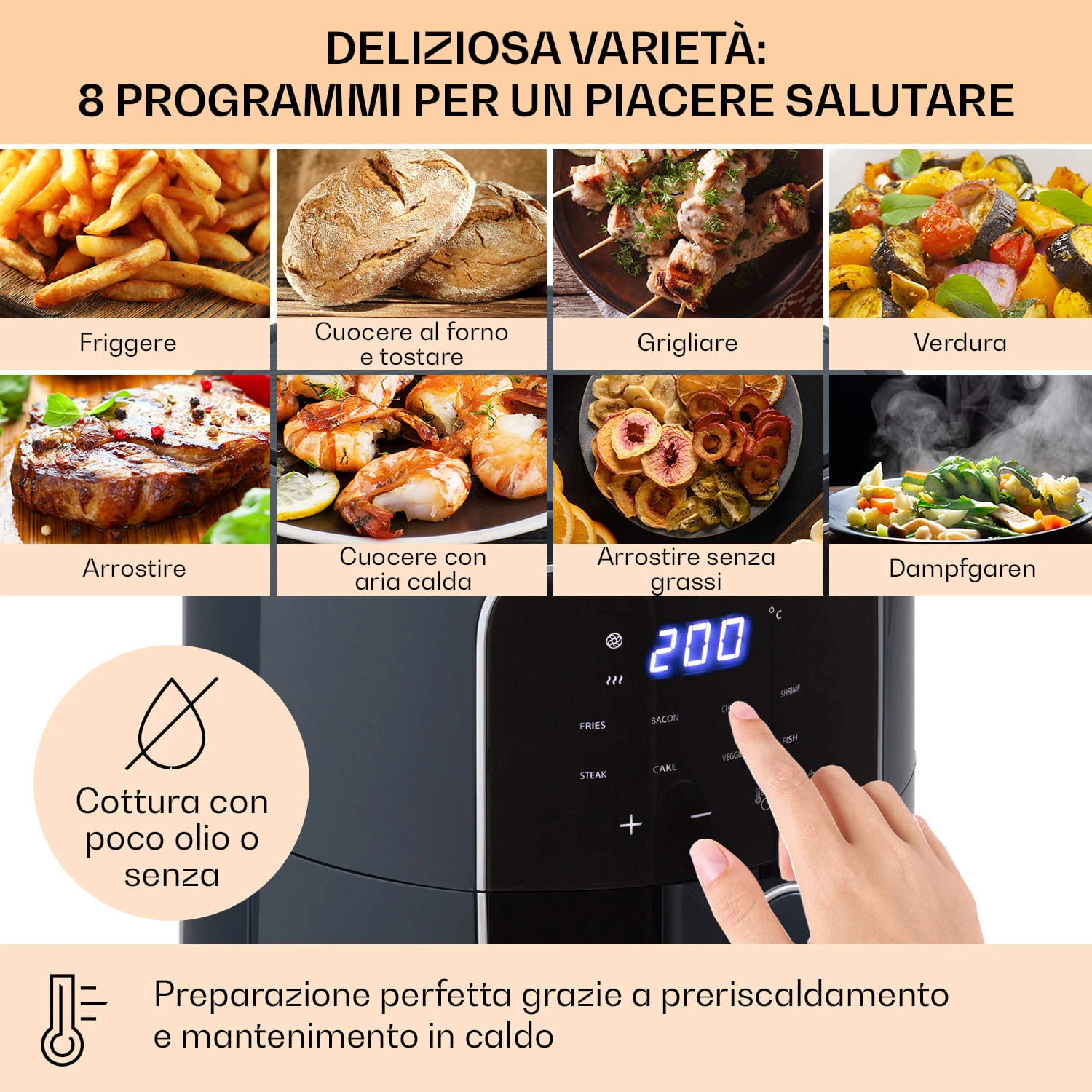 Crisp-Pro - Friggitrice Ad Aria Calda, 3,5 Litri 5 Crisp-Pro - Friggitrice Ad Aria Calda, 3,5 Litri - immagine 3