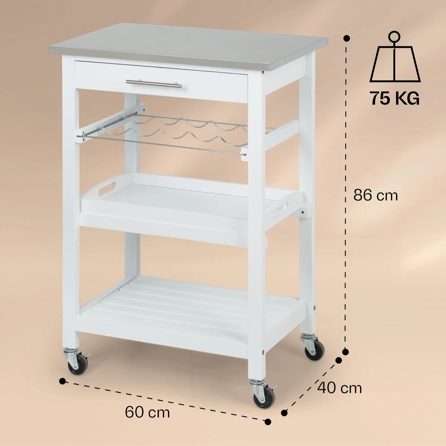 Vermont - Carrello Di Servizio, Carrello Da Cucina 9 Vermont - Carrello Di Servizio, Carrello Da Cucina - immagine 7