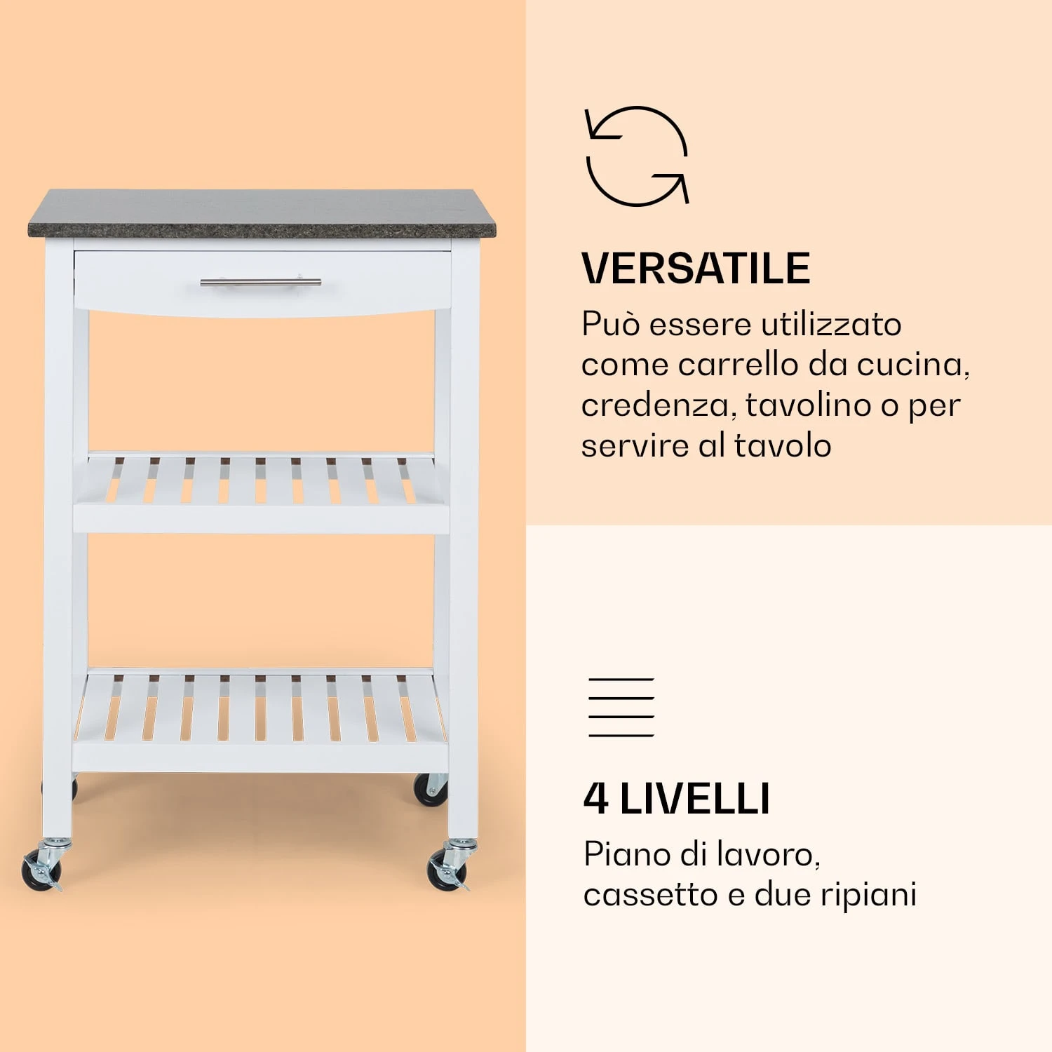 Tennessee - Carrello Di Servizio, Carrello Da Cucina 6 Tennessee - Carrello Di Servizio, Carrello Da Cucina - immagine 4