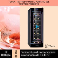 Barolo 14 Slim Uno - Frigorifero Per Vini, 46 L, 14 Bottiglie -Elettrodomestici Negozio 10041206 it 0003 usp