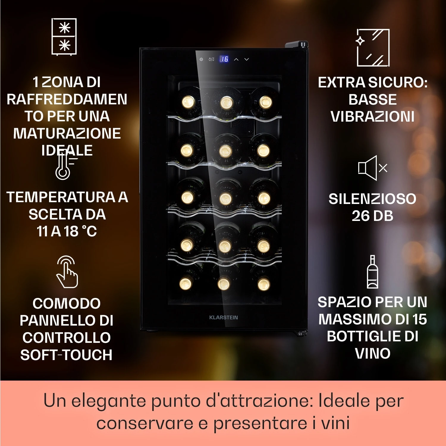 Barolo 15 Uno - Frigorifero Per Vini, 48 L, 15 Bottiglie 4 Barolo 15 Uno - Frigorifero Per Vini, 48 L, 15 Bottiglie - immagine 2
