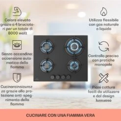 Firetale - Piano Cottura A Gas, 4 Fuochi -Elettrodomestici Negozio 10041299 it 0002 usp