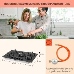 Firetale - Piano Cottura A Gas, 5 Fuochi -Elettrodomestici Negozio 10041300 it 0006 usp