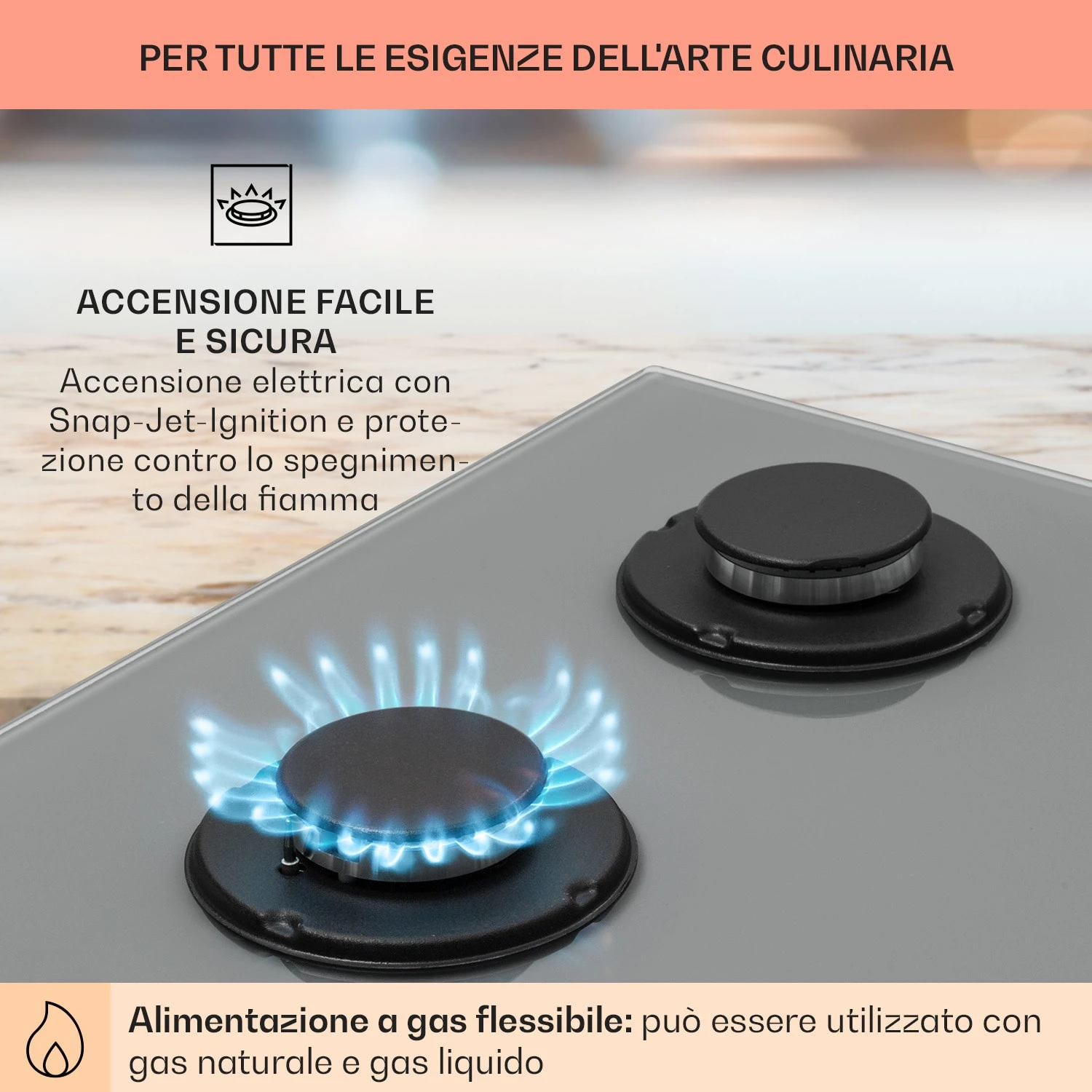 Firetale - Piano Cottura A Gas, 4 Fuochi 7 Firetale - Piano Cottura A Gas, 4 Fuochi - immagine 5