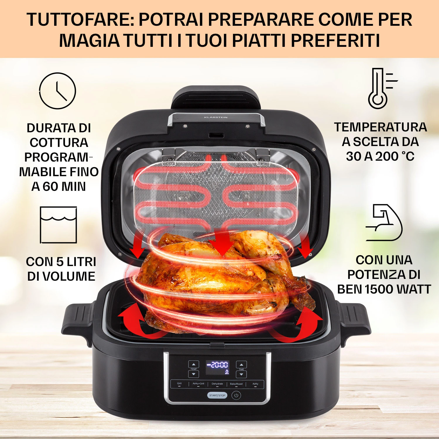 Combo Air - Friggitrice E Griglia Ad Aria Calda 4 Combo Air - Friggitrice E Griglia Ad Aria Calda - immagine 2